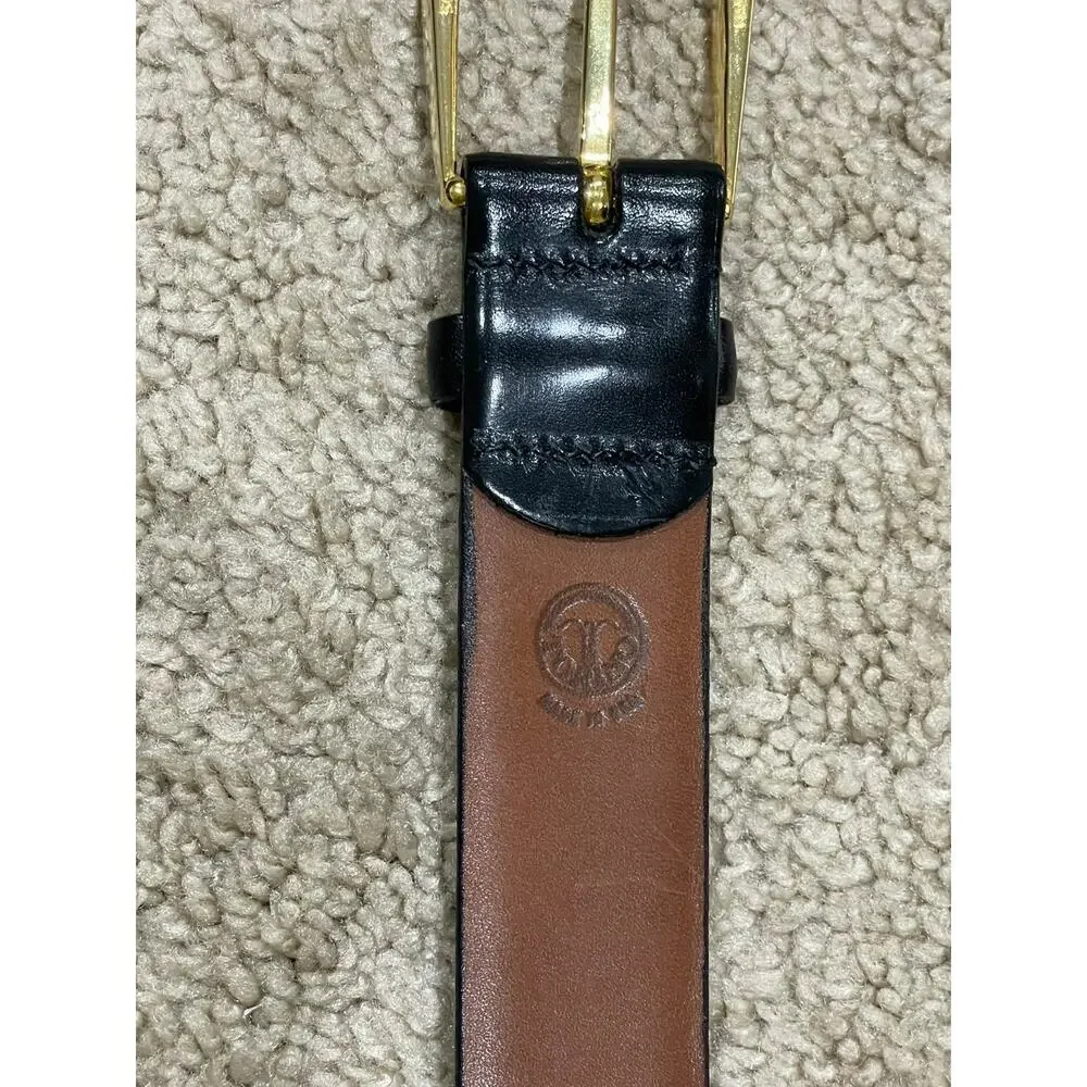Torino 5540 Mens Anline Kipskin Shoulders Black Leather Belt Size 42 Gold Buckle
